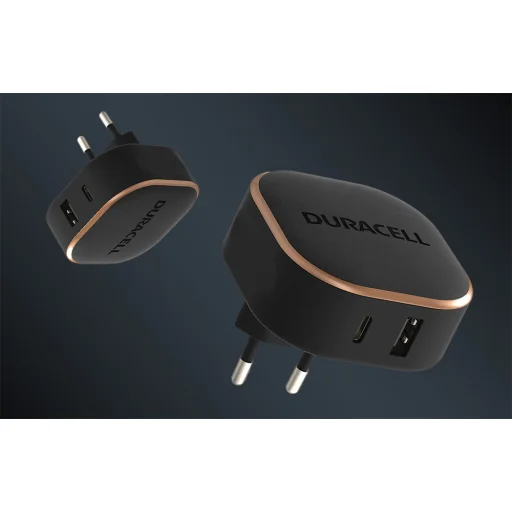 Duracell hálózati töltő adapter USB-A + USB-C 30W PD (fekete) - 3