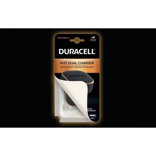 Duracell hálózati töltő adapter USB-A + USB-C 30W PD (fekete) - 7
