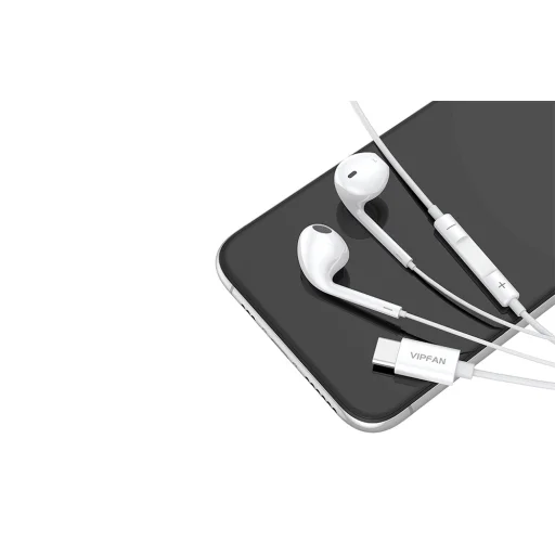 Vipfan M14 vezetékes fülhallgató, USB-C, 1.1 m (fehér) - 2