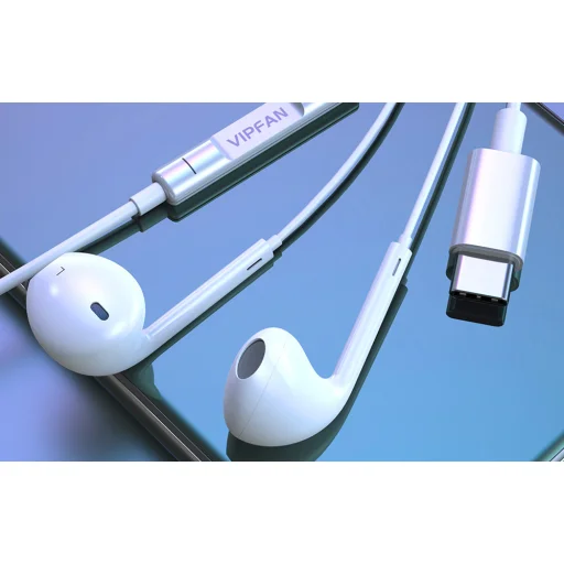 Vipfan M14 vezetékes fülhallgató, USB-C, 1.1 m (fehér) - 5