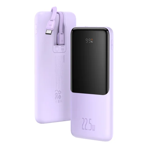 Baseus Elf Powerbank 10000 mAh 22.5W + Type C - Lightning kábel lila - 5
