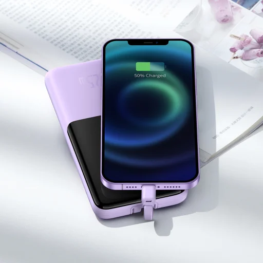 Baseus Elf Powerbank 10000 mAh 22.5W + Type C - Lightning kábel lila - 8