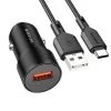 Borofone autós töltő BZ19A Wisdom USB QC 3.0 18W + USB-Type C kábel 1m fekete thumbnail