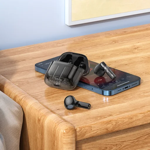 Borofone TWS BW23 Crystal Bean bluetooth fülhallgató átlátszó/fekete - 2