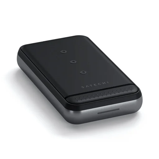 Satechi Duo vezeték nélküli töltő, Power Bank állvány 10000 mAh asztroszürke (ST-UCDWPBSM) töltőállomás, Airpods, iPhone - 2