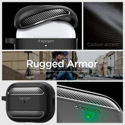 Spigen Rugged Armor AirPods Pro 1/2 tok matt fekete - 10