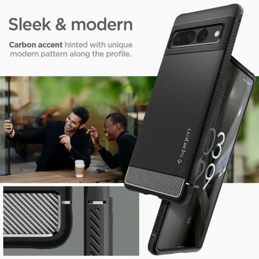 Google Pixel 7 Pro Spigen Rugged Armor tok matt fekete - 12