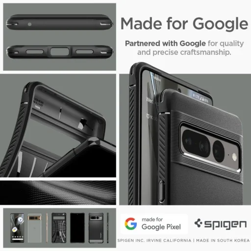Google Pixel 7 Pro Spigen Rugged Armor tok matt fekete - 3