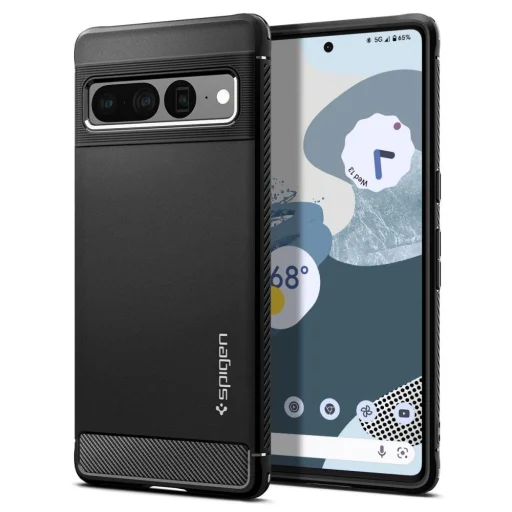 Google Pixel 7 Pro Spigen Rugged Armor tok matt fekete - 1