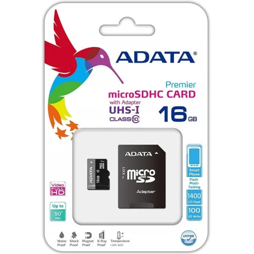 ADATA Memóriakártya MicroSDHC 16GB + Adapter UHS-I CL10 (50/10) - 1