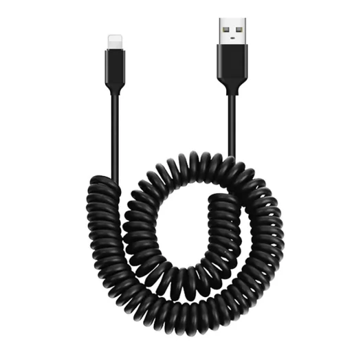 Spirál USB - Lightning kábel 2.4A 1m fekete - 4