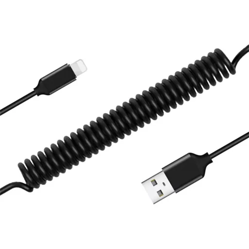 Spirál USB - Lightning kábel 2.4A 1m fekete - 7