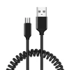 Spirál USB - Micro USB kábel 2A 1m fekete thumbnail