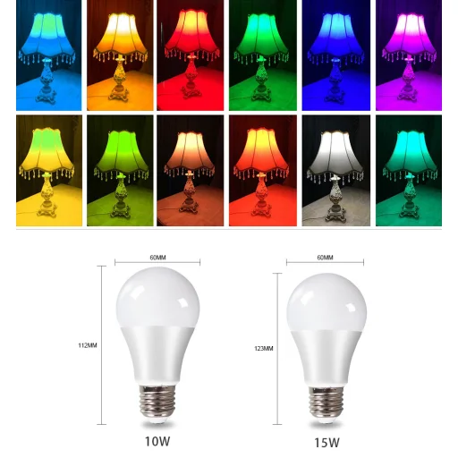RGB színes LED izzó 10W távirányítóval - 6
