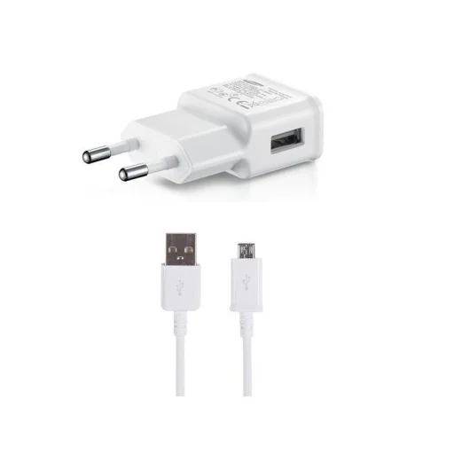 Samsung 15W fali töltő adapter EP-TA200EWE + ECB-DU4EWE microUSB kábel fehér - 1