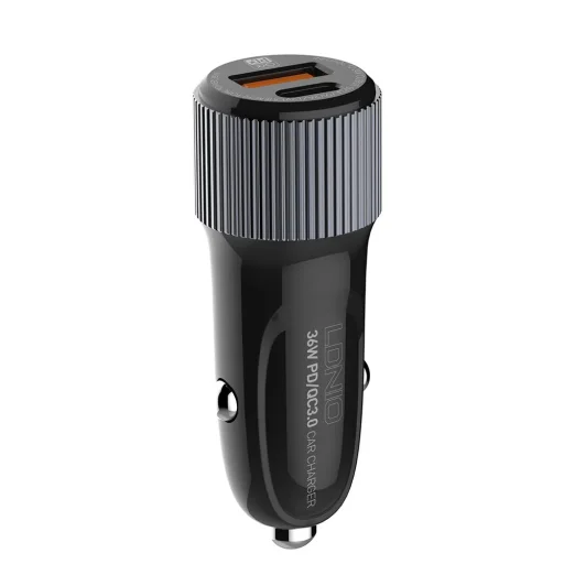 LDNIO C510Q 36W autós szivargyújtós töltő USB-A + USB Type-C QC3.0 PD + 1m USB töltőkábel - 2