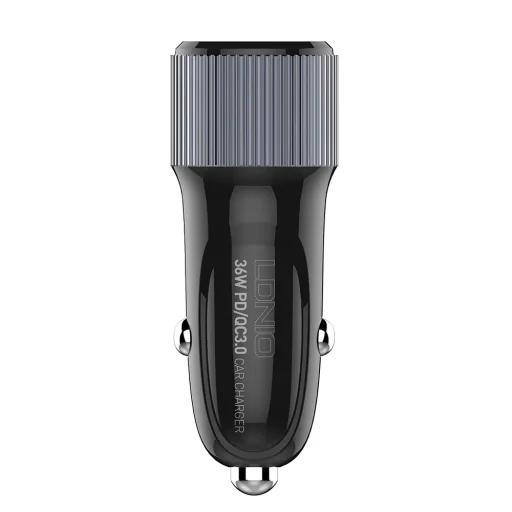 LDNIO C510Q 36W autós szivargyújtós töltő USB-A + USB Type-C QC3.0 PD + 1m USB töltőkábel - 5