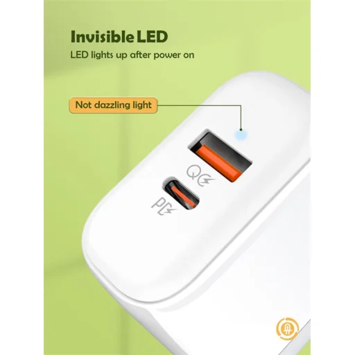 LDNIO A2526C 45W hálózati töltő adapter USB-A, USB-C QC4.0 PD + 1m USB Type-C töltőkábel - 5