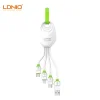 LDNIO LC95 3 az 1-ben 3.4A kompakt USB kábel (USB-A - USB-C + Lightning + micro USB) - 3