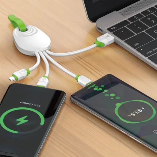 LDNIO LC95 3 az 1-ben 3.4A kompakt USB kábel (USB-A - USB-C + Lightning + micro USB) - 4