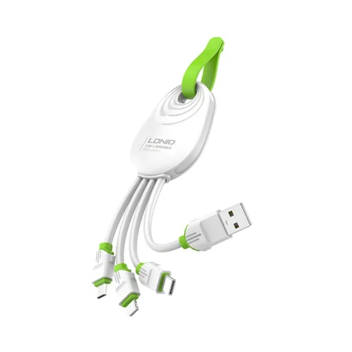 LDNIO LC95 3 az 1-ben 3.4A kompakt USB kábel (USB-A - USB-C + Lightning + micro USB) - 1