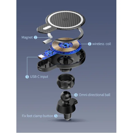 LDNIO MA20-I 15W forgatható, mágneses vezeték nélküli autós töltő szellőzőre (MagSafe kompatibilis) - 9