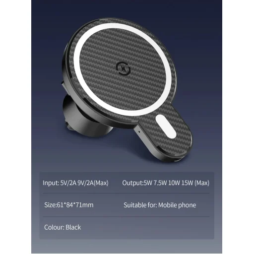 LDNIO MA20-I 15W forgatható, mágneses vezeték nélküli autós töltő szellőzőre (MagSafe kompatibilis) - 3