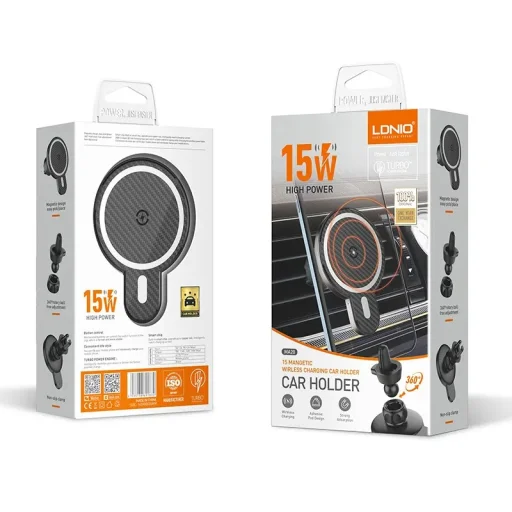 LDNIO MA20-I 15W forgatható, mágneses vezeték nélküli autós töltő szellőzőre (MagSafe kompatibilis) - 7