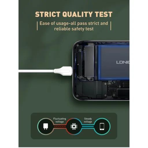 LDNIO LC121-C 65W USB Type-C - USB Type-C PD QC kábel 1m fehér - 7