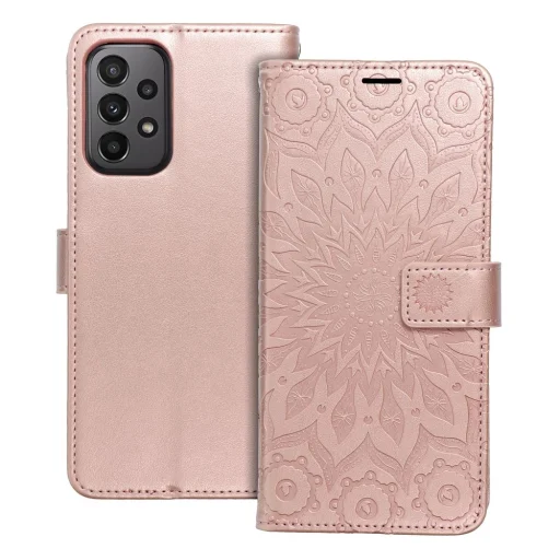 Samsung Galaxy A23 5G Forcell MEZZO mandala mintás fliptok rose gold - 1
