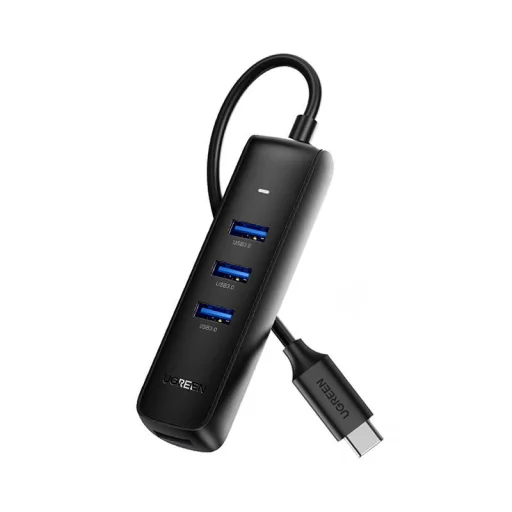 Ugreen CM416 4 az 1-ben USB HUB elosztó adapter, 0.25m (fekete) - 2