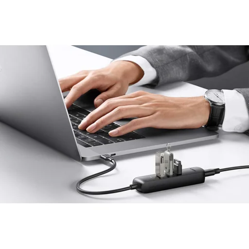 Ugreen CM416 4 az 1-ben USB HUB elosztó adapter, 0.25m (fekete) - 6