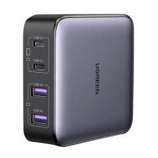 Ugreen CD327 Nexode hálózati töltő adapter, 2x USB-C, 2x USB-A, GaN, 65W (szürke)