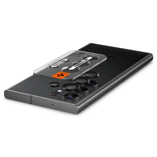 Samsung Galaxy S23 Ultra Spigen Optik.TR 2x kameralencsevédő 9H üveg fekete keretes (AGL05950) - 6