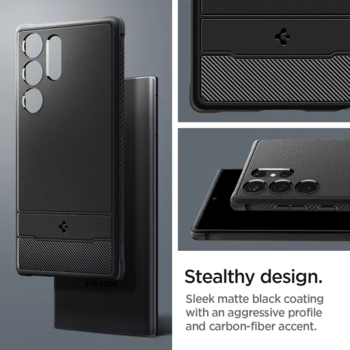 Samsung Galaxy S23 Ultra Spigen Rugged Armor tok matt fekete - 13