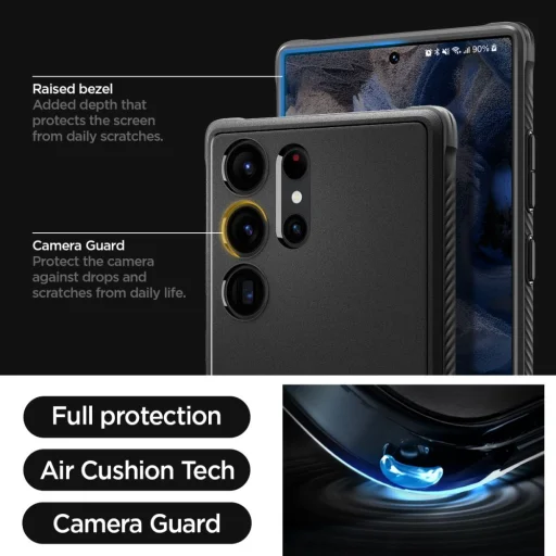 Samsung Galaxy S23 Ultra Spigen Rugged Armor tok matt fekete - 14
