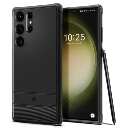 Samsung Galaxy S23 Ultra Spigen Rugged Armor tok matt fekete - 1
