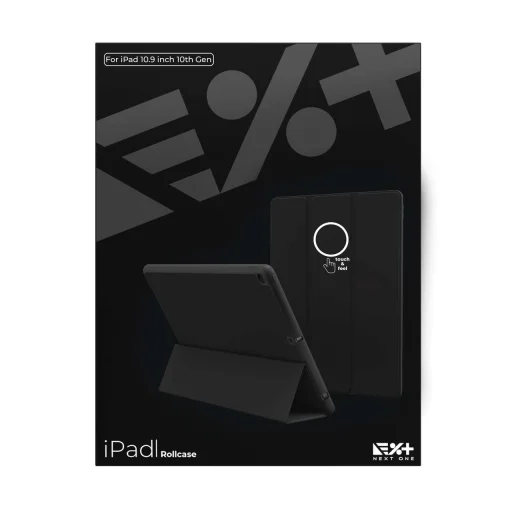 iPad 10.9'' 2022 (10. generáció) Next One Rollcase tok Pencil tartóval fekete - 2