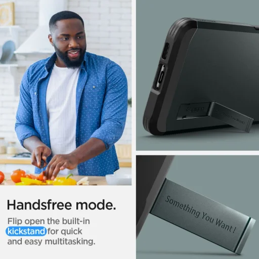 Samsung Galaxy S23 Spigen Tough Armor tok kihajtható támasszal Abyss zöld - 10