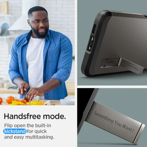 Samsung Galaxy S23 Plus Spigen Tough Armor tok kihajtható támasszal Gunmetal színben - 6