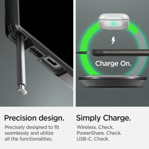 Samsung Galaxy S23 Ultra puzdro Spigen Tough Armor s výklopným stojanom vo farbe Gunmetal (neobsahuje S Pen) - 5