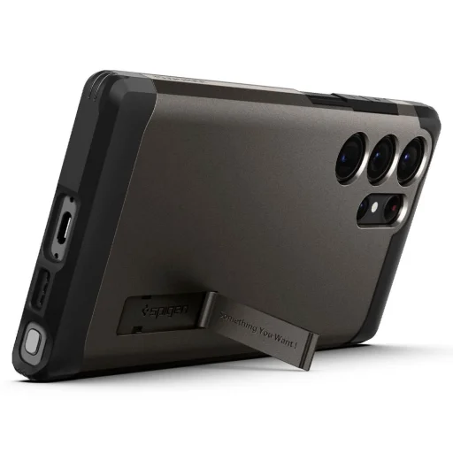 Samsung Galaxy S23 Ultra puzdro Spigen Tough Armor s výklopným stojanom vo farbe Gunmetal (neobsahuje S Pen) - 11