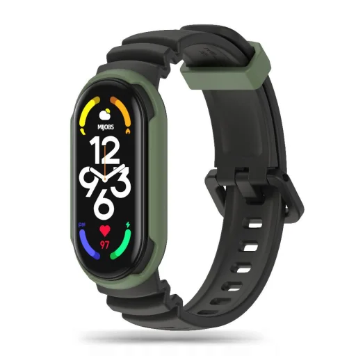 Xiaomi Mi Band 5 / 6 / 6 NFC / 7 Tech-Protect Iconband szíj fekete/ katonai zöld - 1
