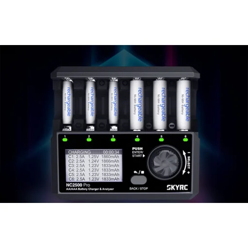SKYRC NC2500 Pro AA / AAA akkumulátor töltő USB QC3.0 gyorstöltő porttal - 3