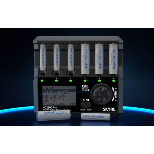 SKYRC NC2500 Pro AA / AAA akkumulátor töltő USB QC3.0 gyorstöltő porttal - 8