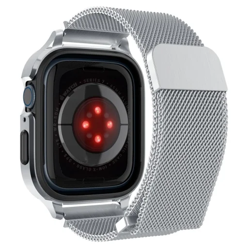Apple Watch 4/5/6/7/8/9/SE (44/45 mm) Spigen Metal Fit Pro tok és óraszíj ezüst - 3