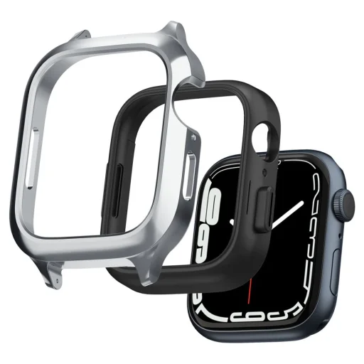 Apple Watch 4/5/6/7/8/9/SE (44/45 mm) Spigen Metal Fit Pro tok és óraszíj ezüst - 7