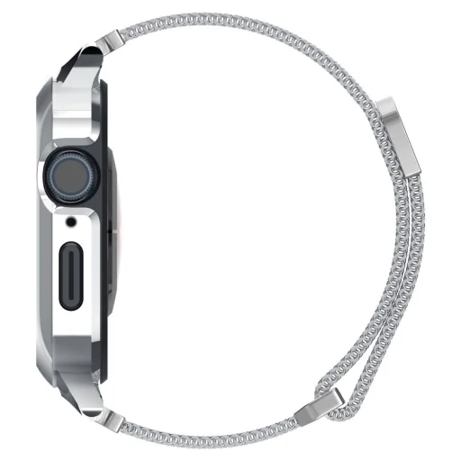 Apple Watch 4/5/6/7/8/9/SE (44/45 mm) Spigen Metal Fit Pro tok és óraszíj ezüst - 2
