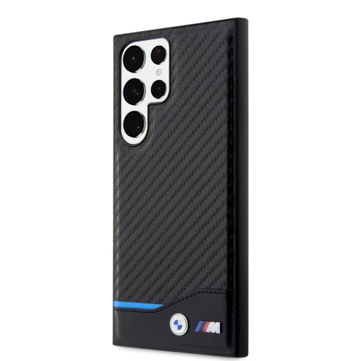 Samsung Galaxy S23 Ultra BMW M PU Carbon Blue Line tok fekete - 1