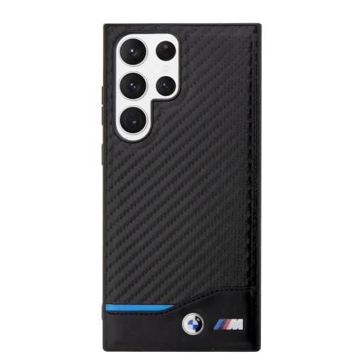 Samsung Galaxy S23 Ultra BMW M PU Carbon Blue Line tok fekete - 5